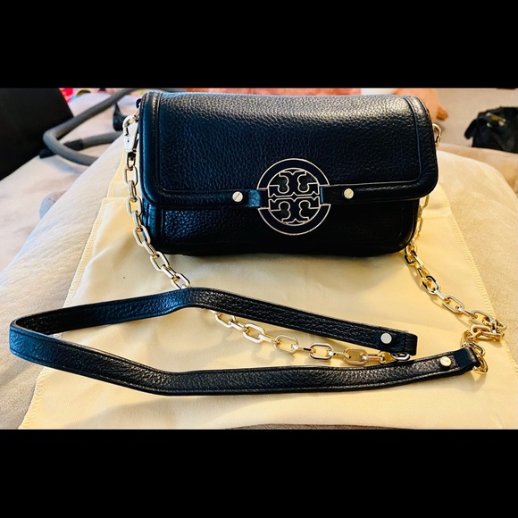 Authentic Tory Burch Blk Leather Chain Cross Body - Picture 6 of 10